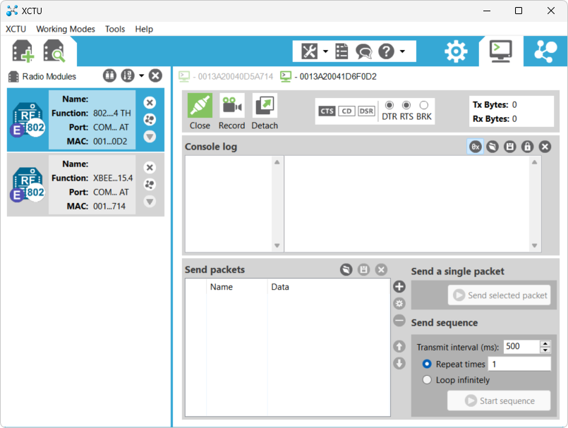 The Console Working Mode of XCTU