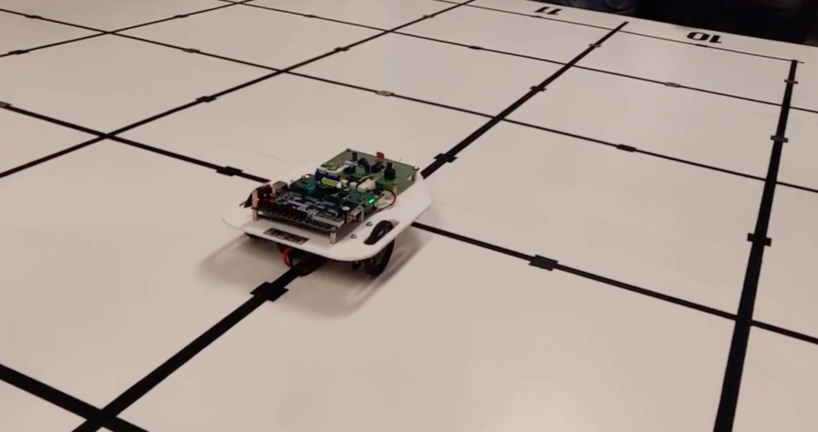 Robot finding its way through the maze field.