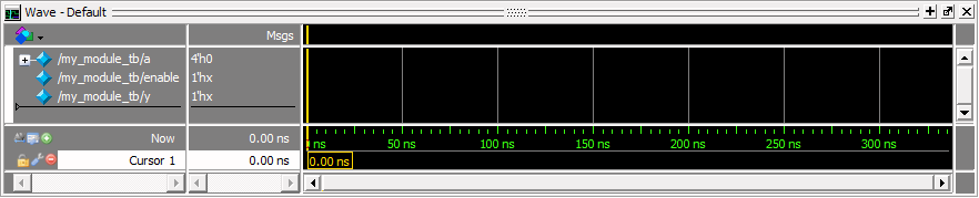 Wave window with signals defined in my_module_tb.sv
